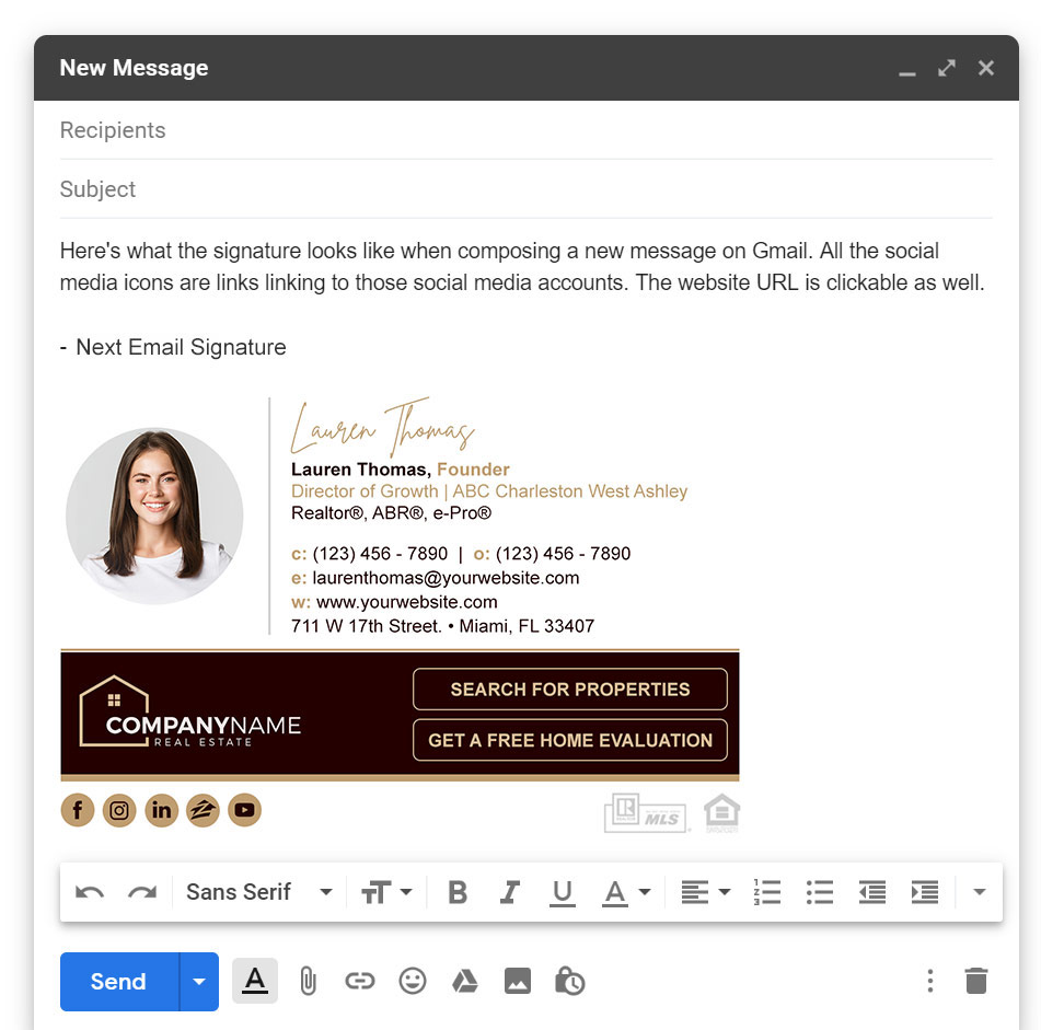 Gmail email signature preview